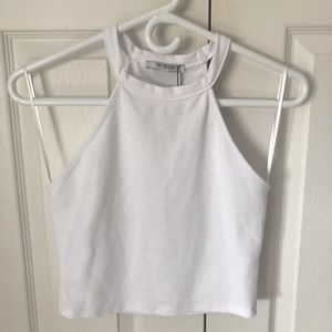 Zara white cropped high neck top